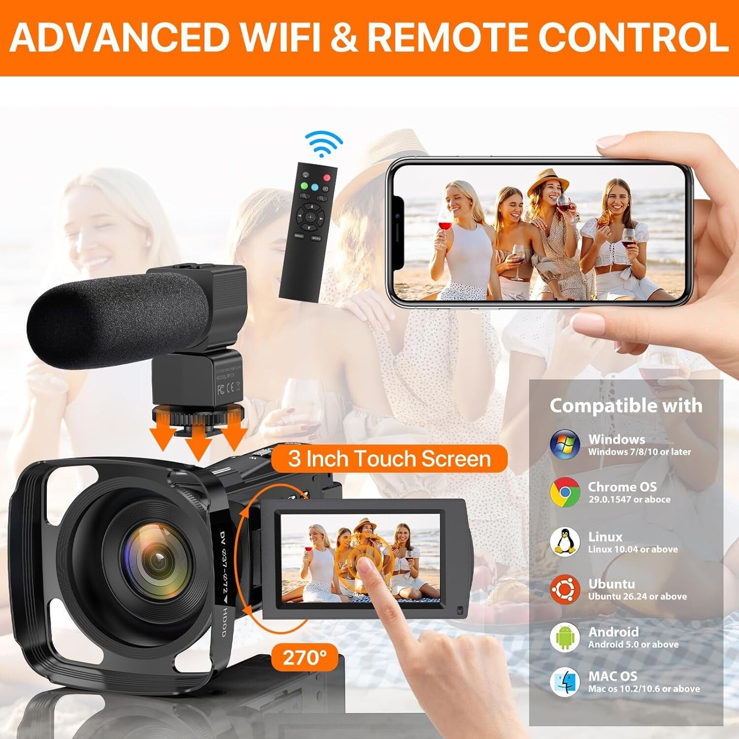 Ultra Full HD 5K Camera with 48MP, Anti-Shake & Remote - Ideal for YouTube