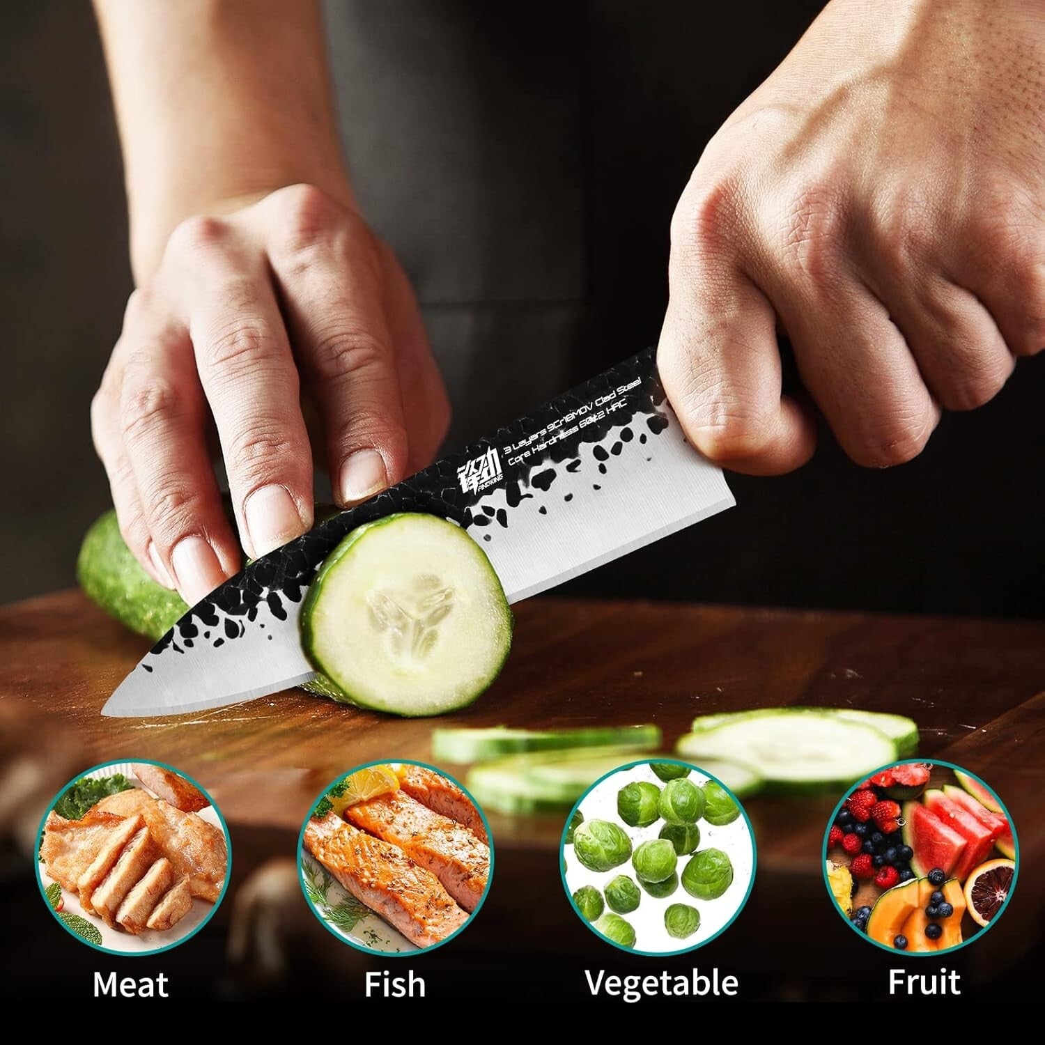 Ergonomic 5" Kitchen Utility Knife - Precision Paring with Rosewood Handle