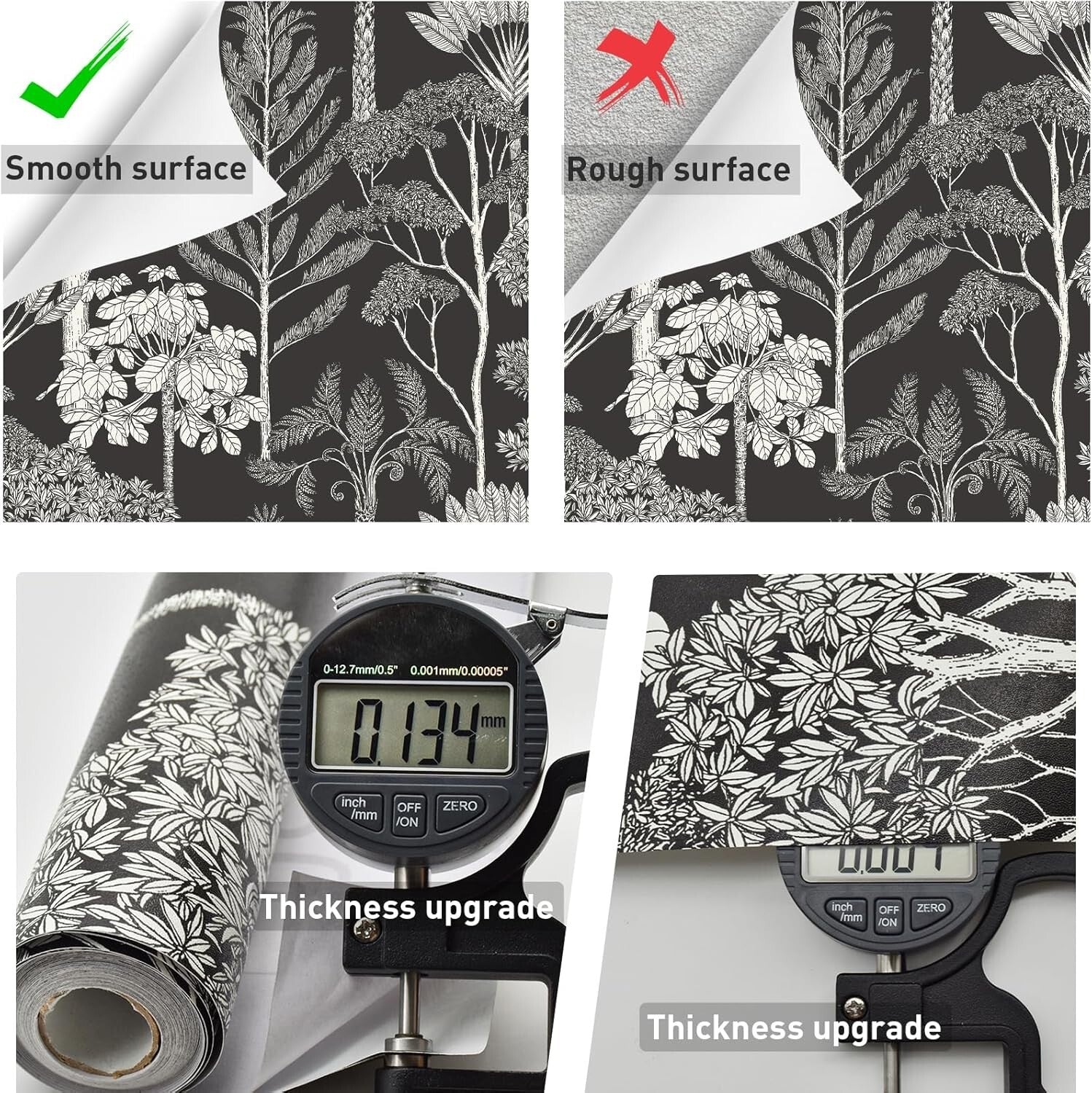 Elegant Black and White Leaf Contact Paper - Forest Theme Upholstery 47.21sqft