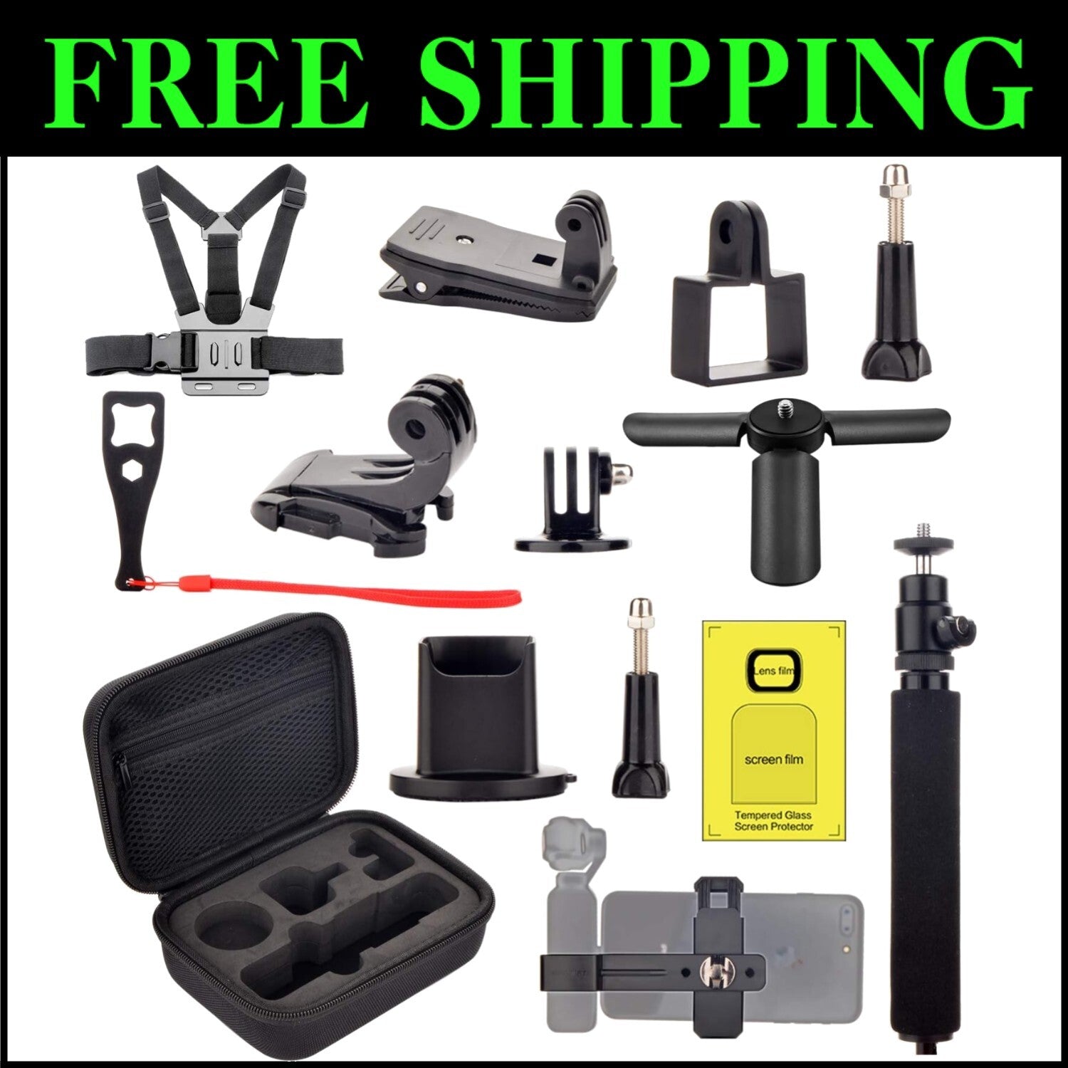 Essential Vlogging Accessories for DJI OSMO Pocket 1 & 2 with Screen Protectors