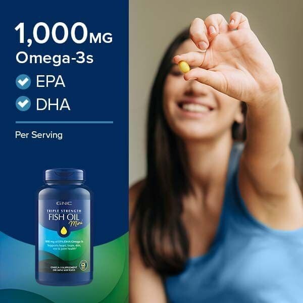Wild Caught Omega-3 Fish Oil - 1000mg EPA/DHA, Joint & Skin Support, Gluten-Free