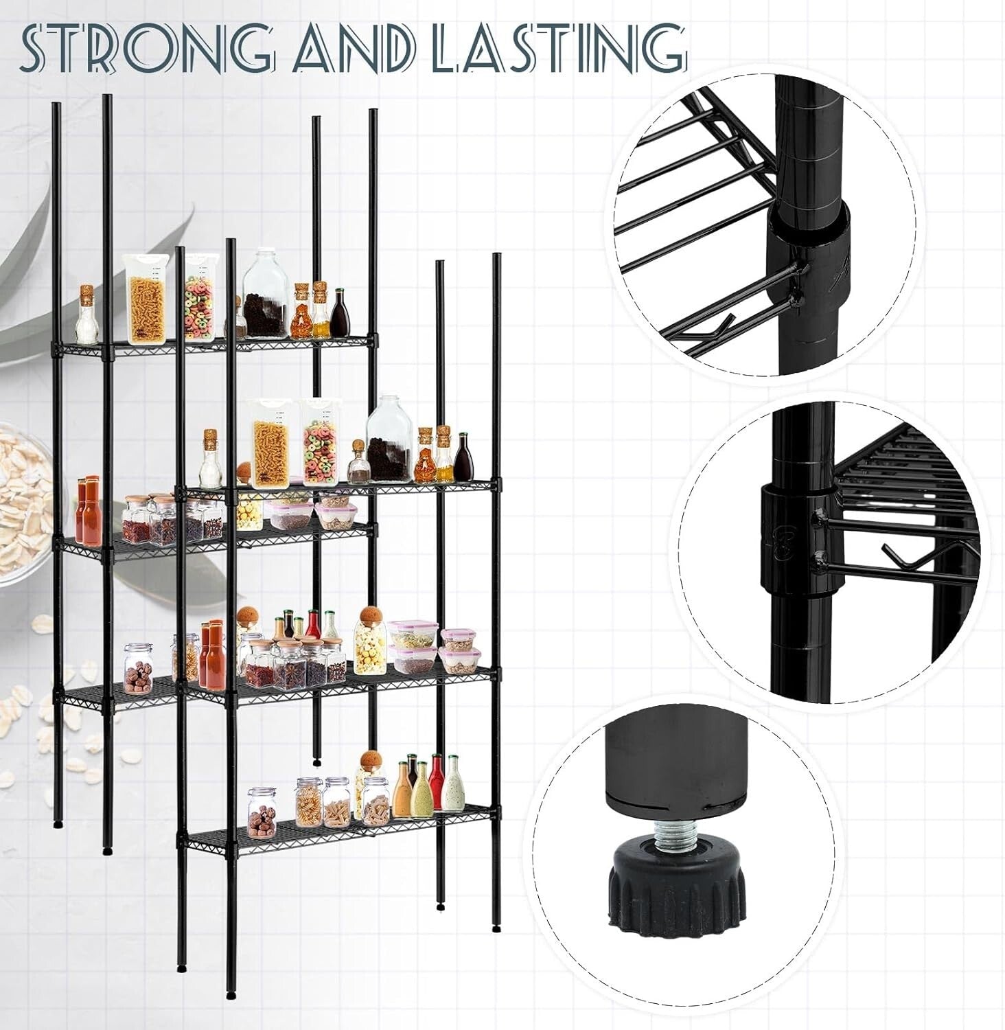 Durable 74 Inch Chrome Shelving Poles with 100 Clips for Versatile Storage