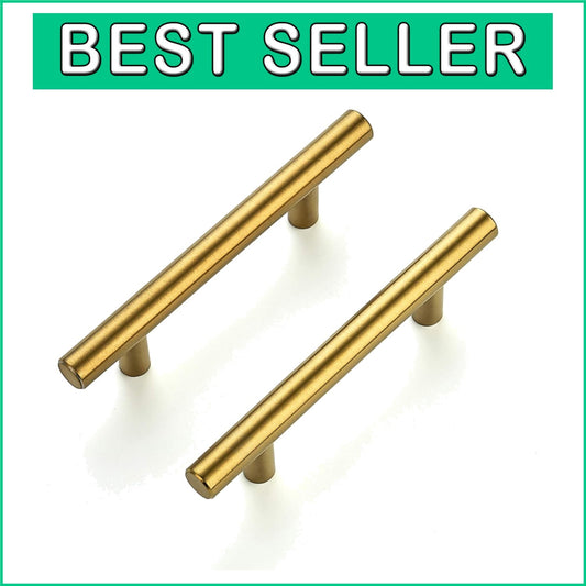 Elegant 5-Inch Stainless Steel Cabinet Pulls - 32 Brushed Brass Handles Included