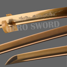 Load image into Gallery viewer, Combat-Ready Gold Dragon Katana - 70cm Length with Beautiful Hardwood Handle