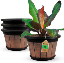 Load image into Gallery viewer, Classic 4-Pack 16-Inch Brown Planters - Weather-Resistant with Drainage