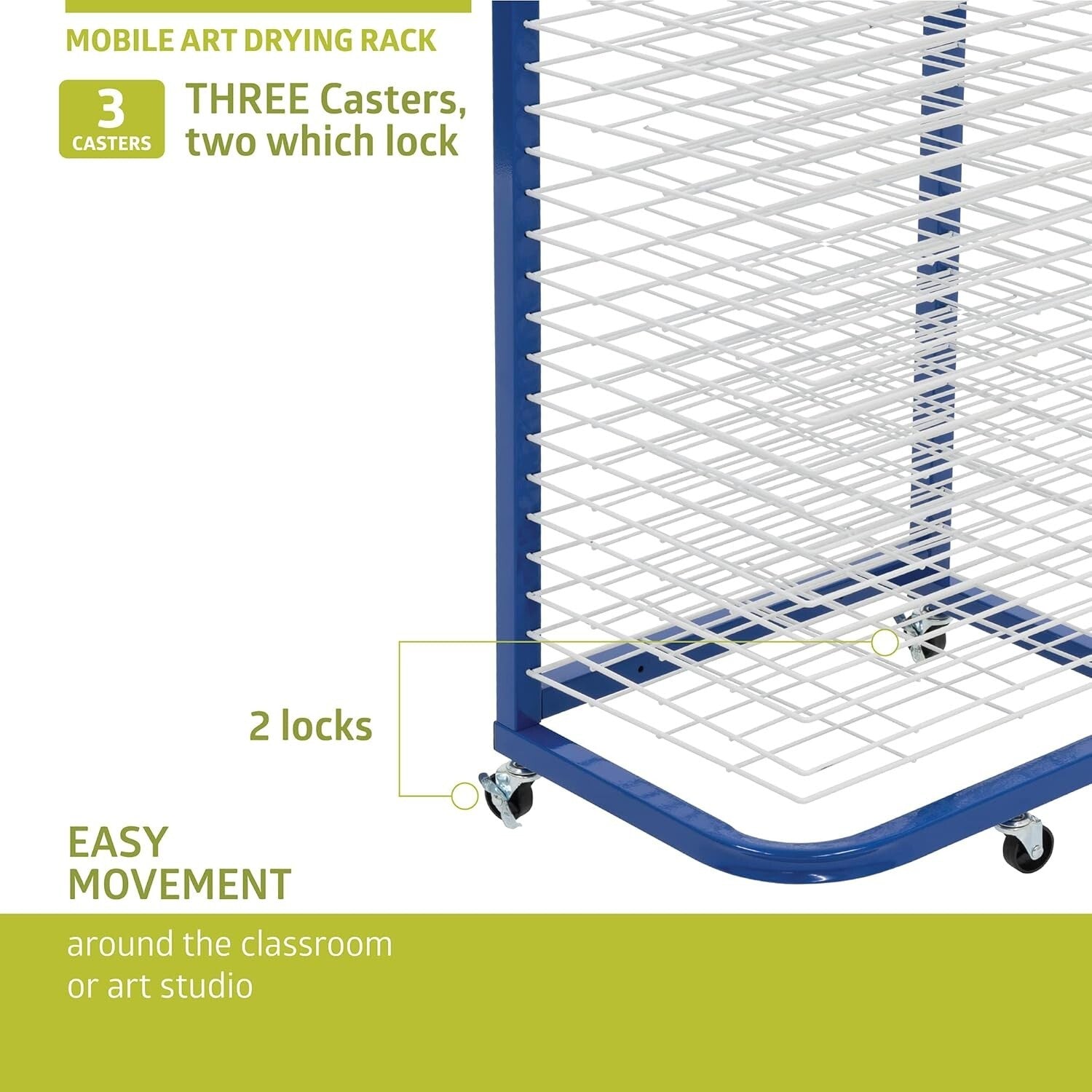 Portable 25-Shelf Art Drying Rack with Locking Wheels, Ideal for Classrooms
