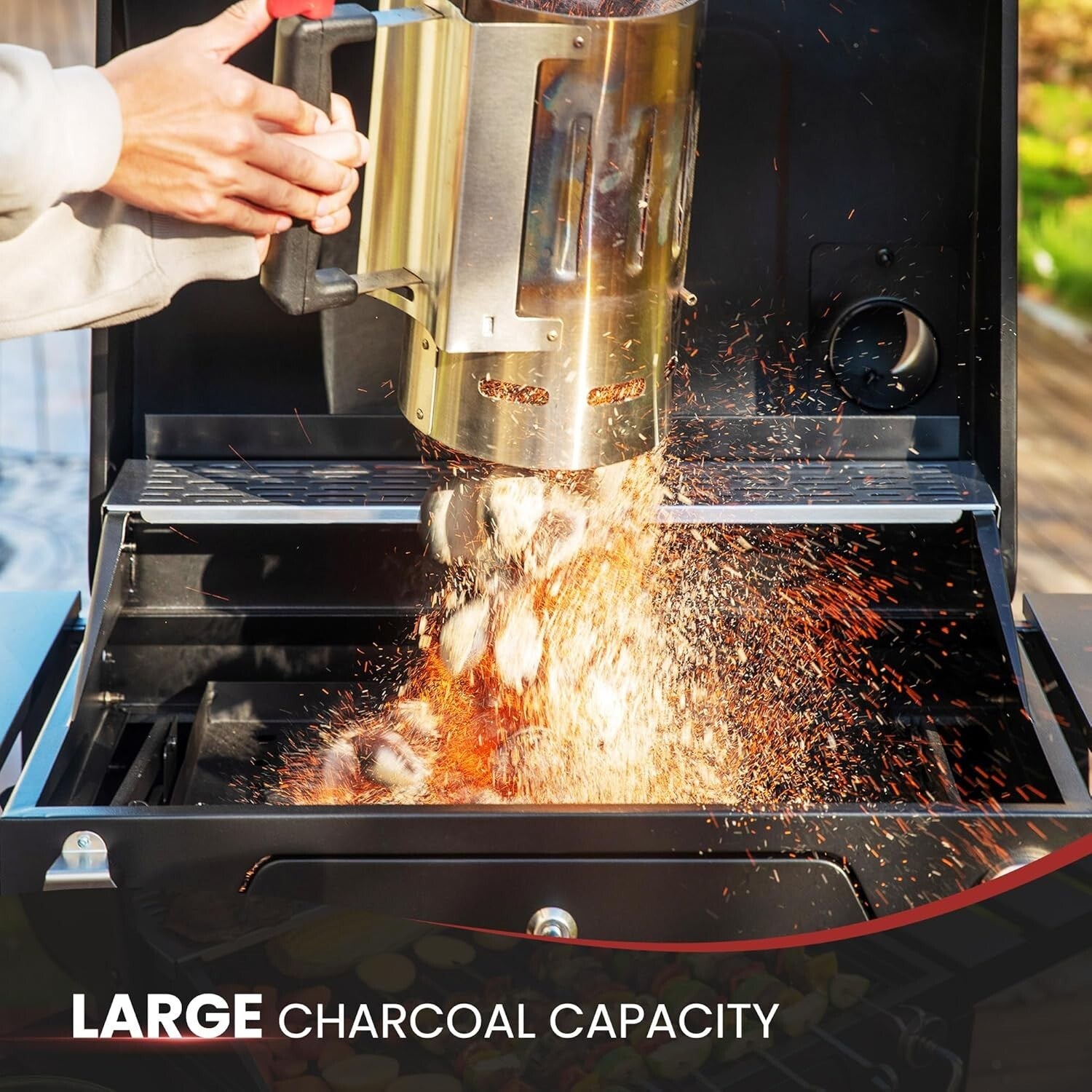 Charcoal Grill with Adjustable Height & Collapsible Tables - Perfect for Picnics