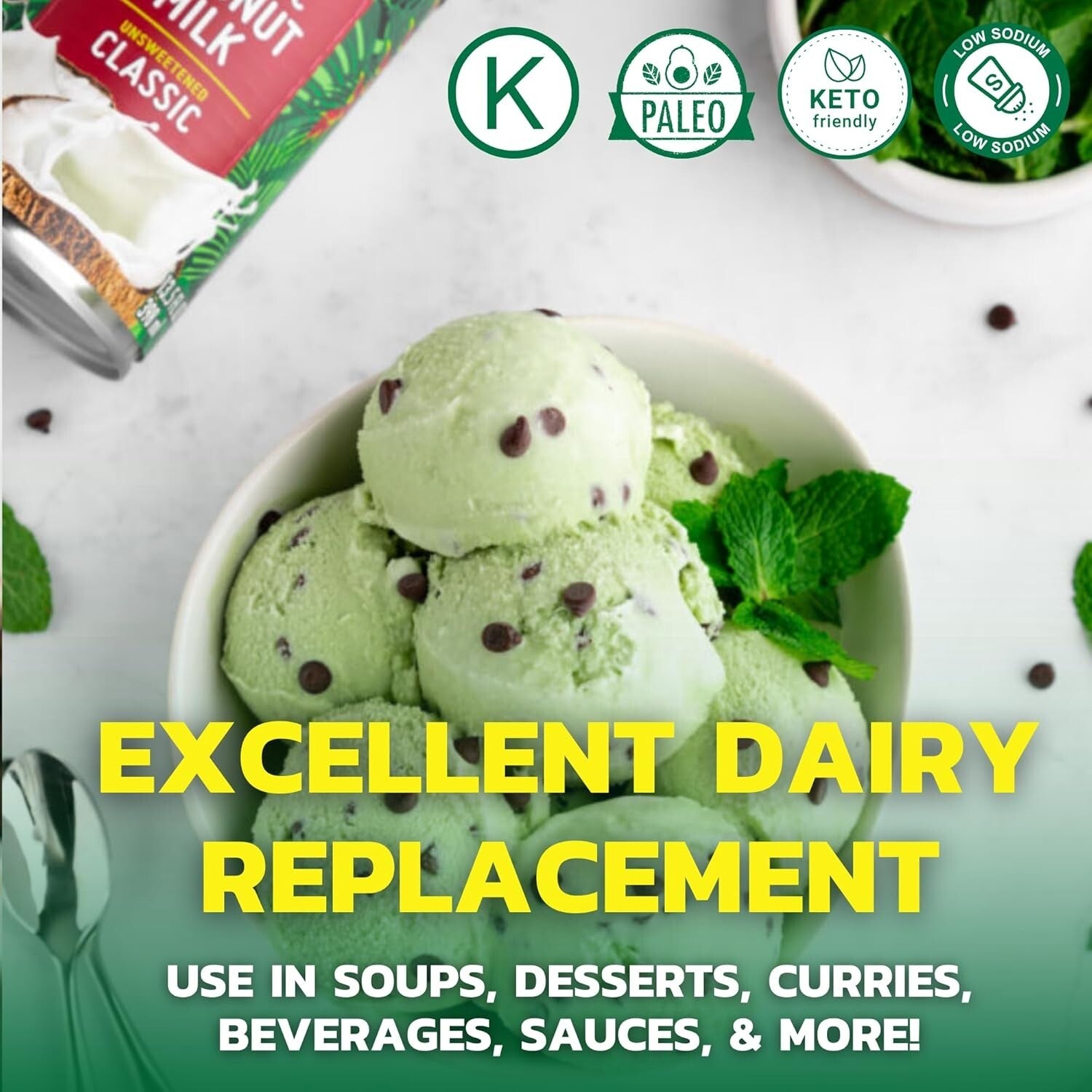 12-Pack Organic Coconut Milk Cans - Unsweetened Dairy Alternative for Recipes