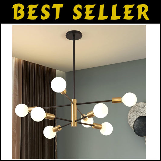 Stunning Mid-Century 8-Light Sputnik Chandelier - Easy Install & UL Certified