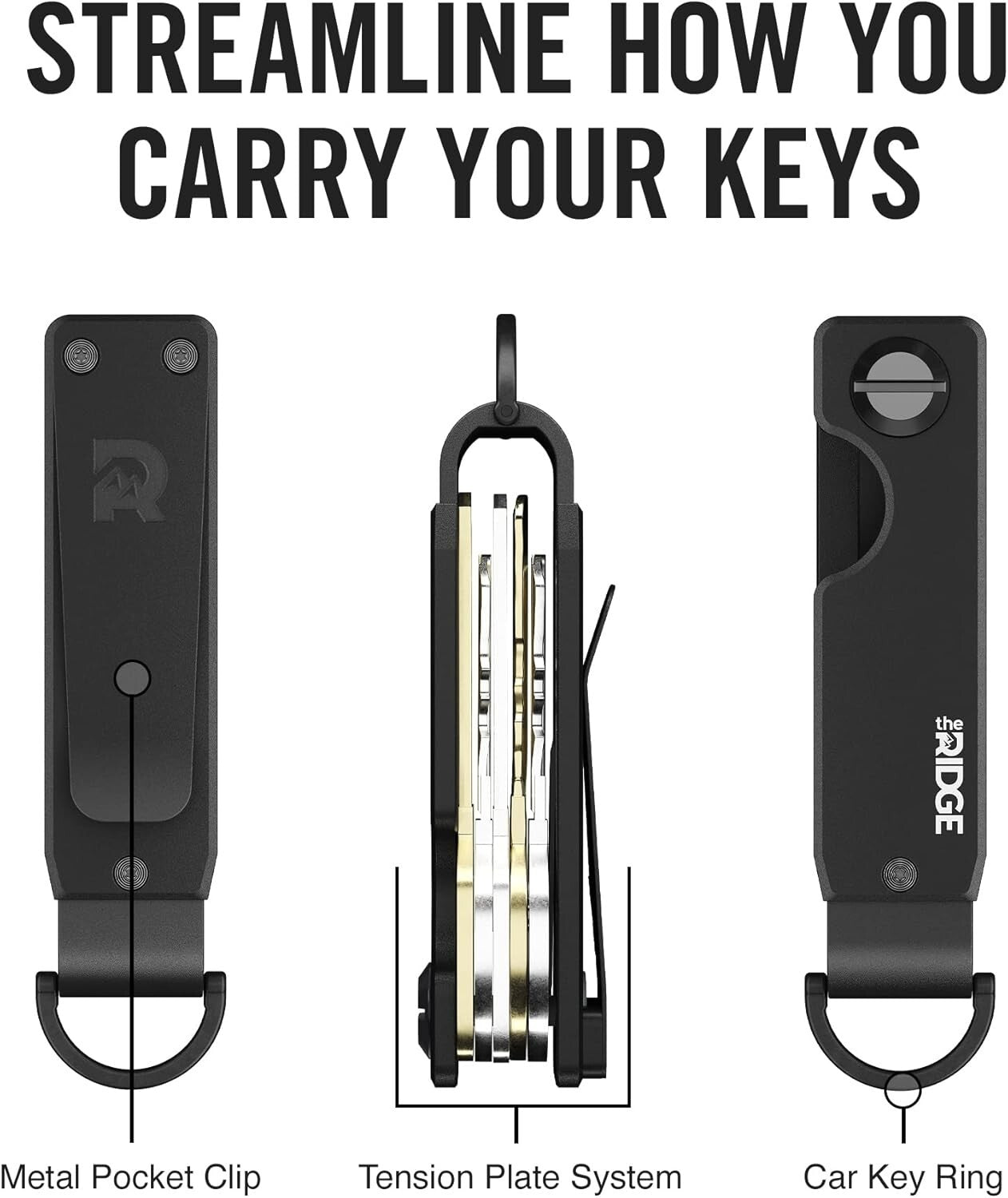 Sleek Aluminum Key Organizer - Lightweight Design for 2-6 Keys with Pocket Clip