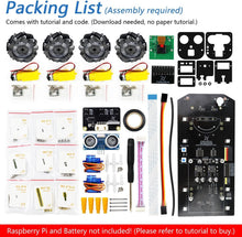 Load image into Gallery viewer, Programmable Mecanum Wheel Robot Kit for Raspberry Pi with App Control &amp; Sensors