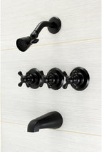 Load image into Gallery viewer, Elegant Victorian Tub and Shower Faucet with 3 Handles - Matte Black Finish