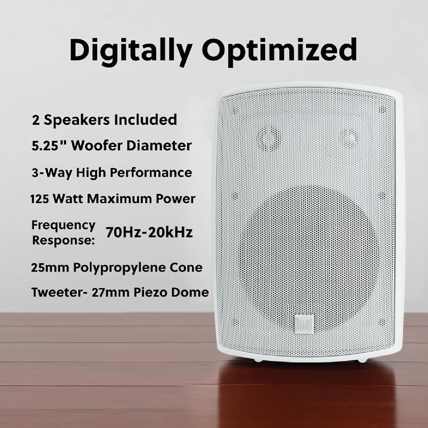 Durable 5.25” 3-Way Speakers for Indoor & Outdoor Use - Elegant White Finish