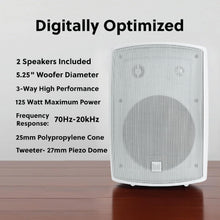 Load image into Gallery viewer, Durable 5.25” 3-Way Speakers for Indoor &amp; Outdoor Use - Elegant White Finish