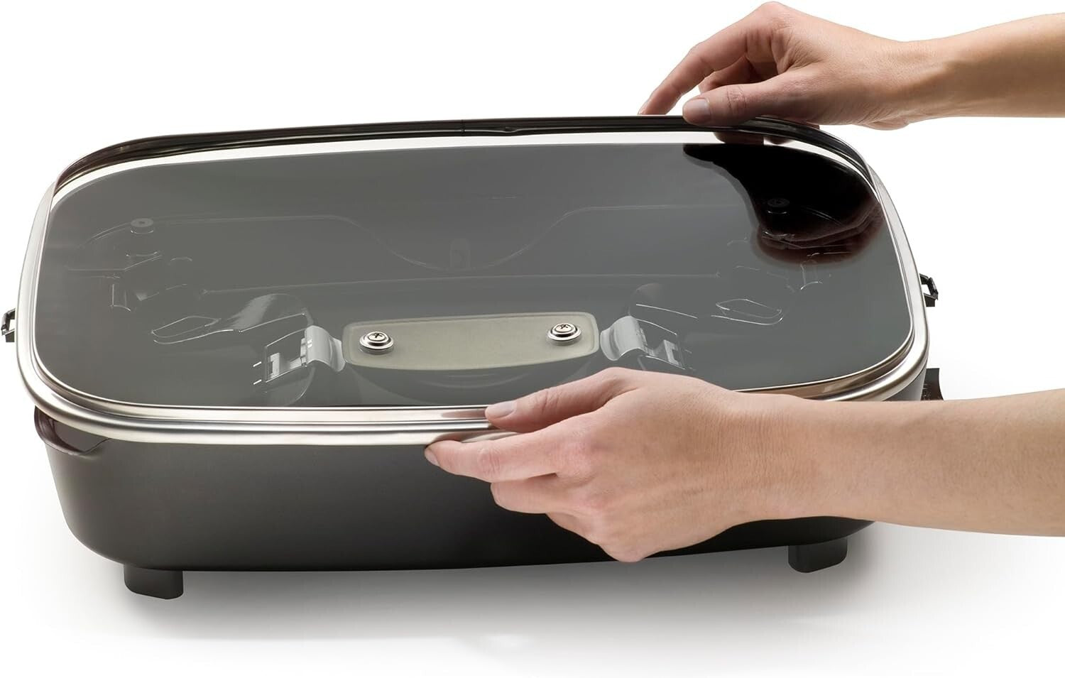 Ceramic Nonstick 16-Inch Foldaway Skillet with Temperature Control and Glass Lid