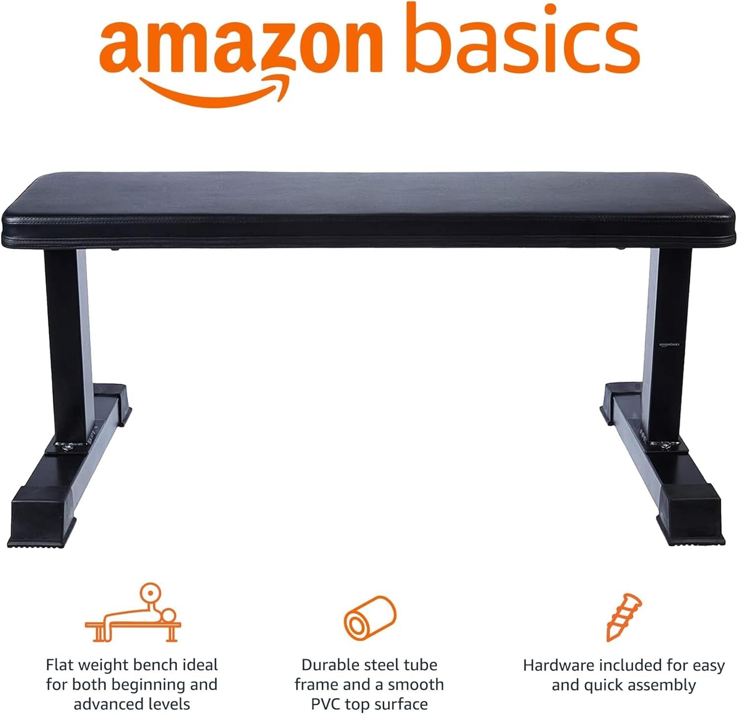 Easy Assembly Black Flat Weight Bench - Perfect for Small Spaces and Workouts