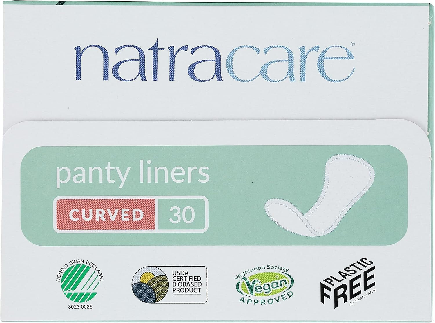 Organic Cotton Curved Panty Liners - 30 Count, Pack of 16 for Sensitive Skin
