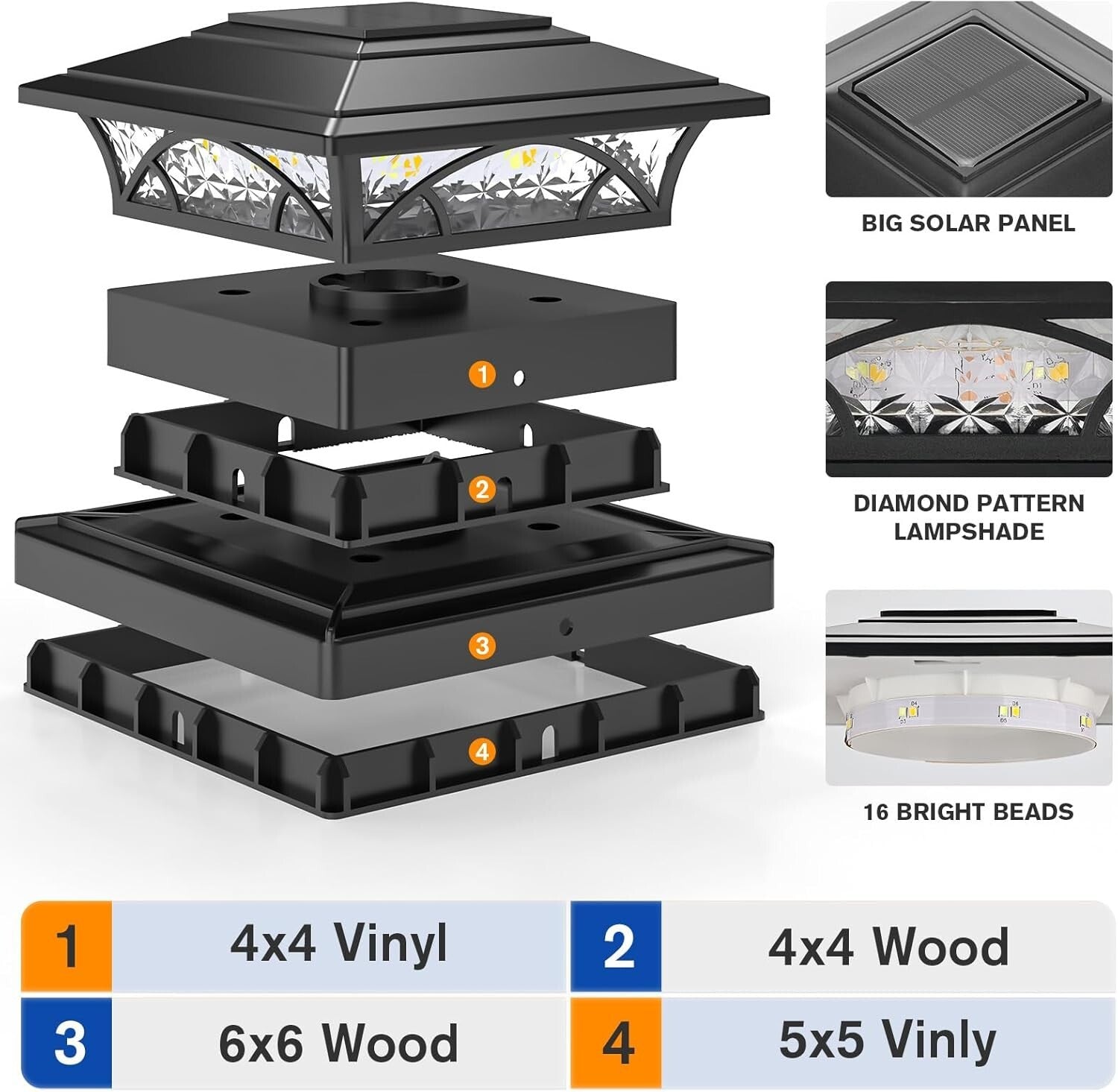 Durable IP64 Waterproof Solar Post Lights - Easy Install for All Outdoor Posts