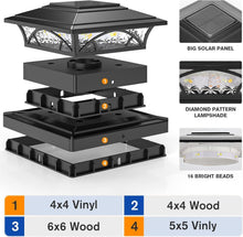 Load image into Gallery viewer, Durable IP64 Waterproof Solar Post Lights - Easy Install for All Outdoor Posts