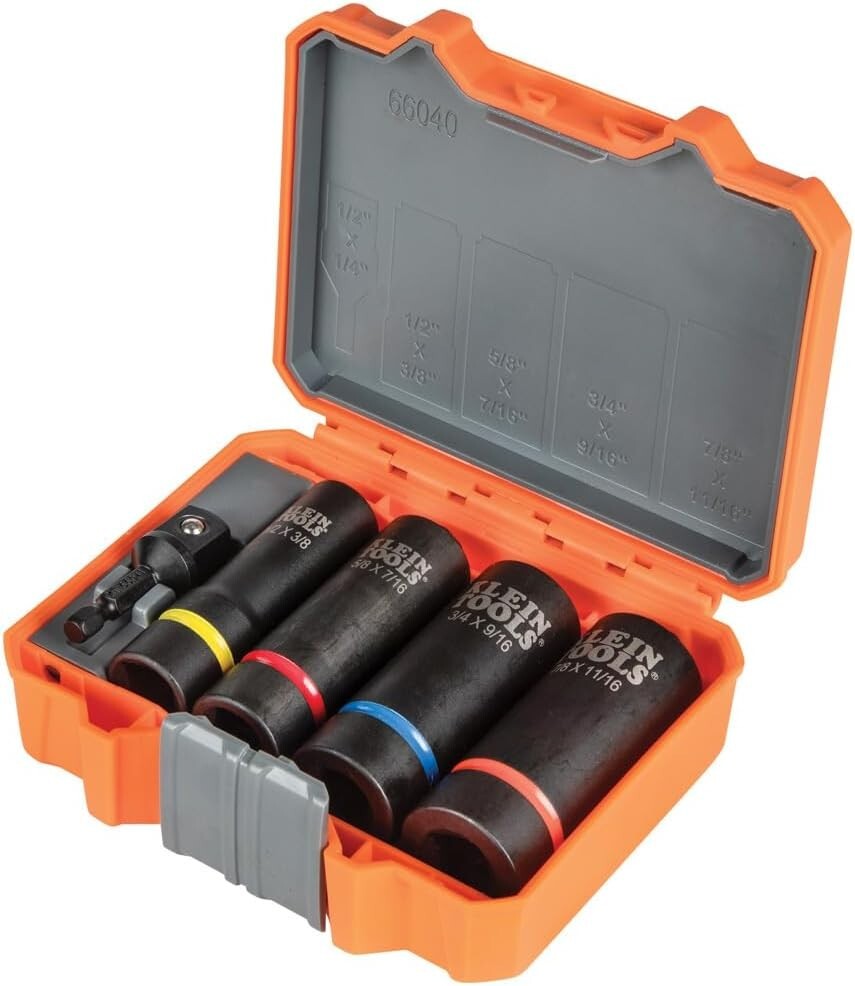 12-Point Deep Socket Set in 5-Piece Configuration - All-in-One Carrying Case