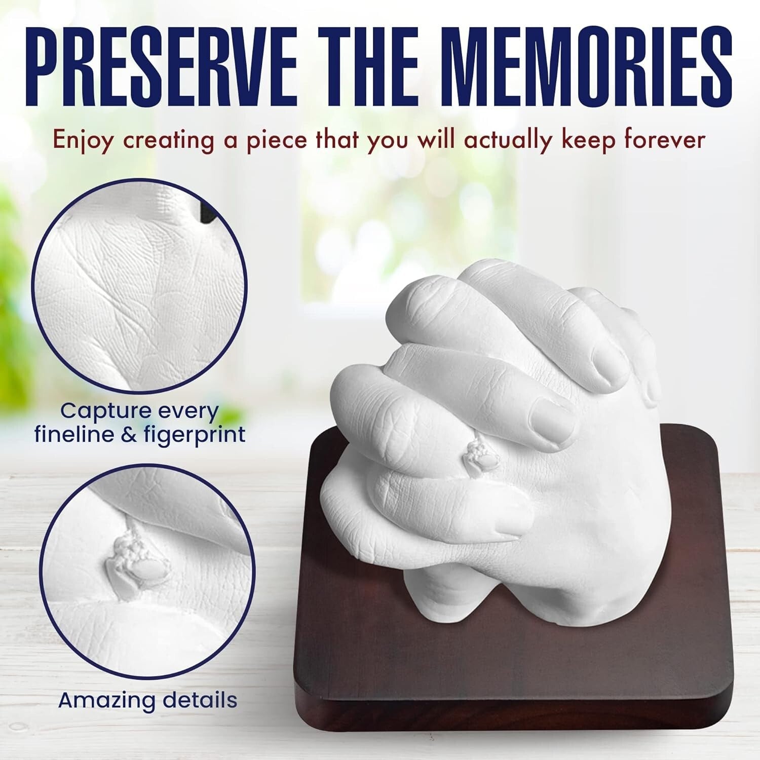 Hand Casting DIY Kit with Elegant Mahogany Base - Ideal for Valentine's & More