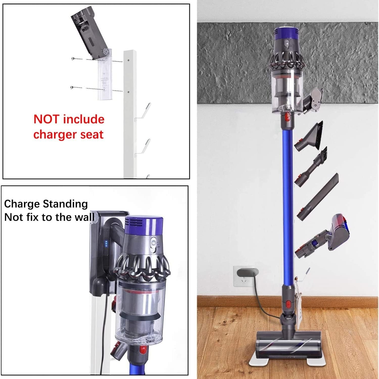 Sturdy Metal Organizer for Cordless Vacuums - 6 Hooks, No Wall Drilling Required