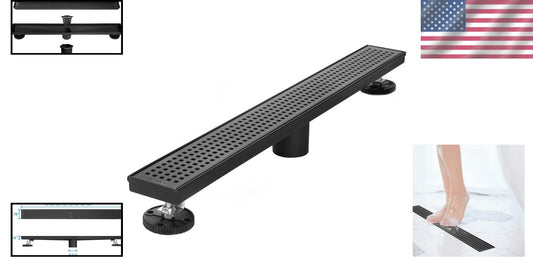Elegant 28-Inch Linear Shower Drain - Matte Black 304 Stainless Steel Finish