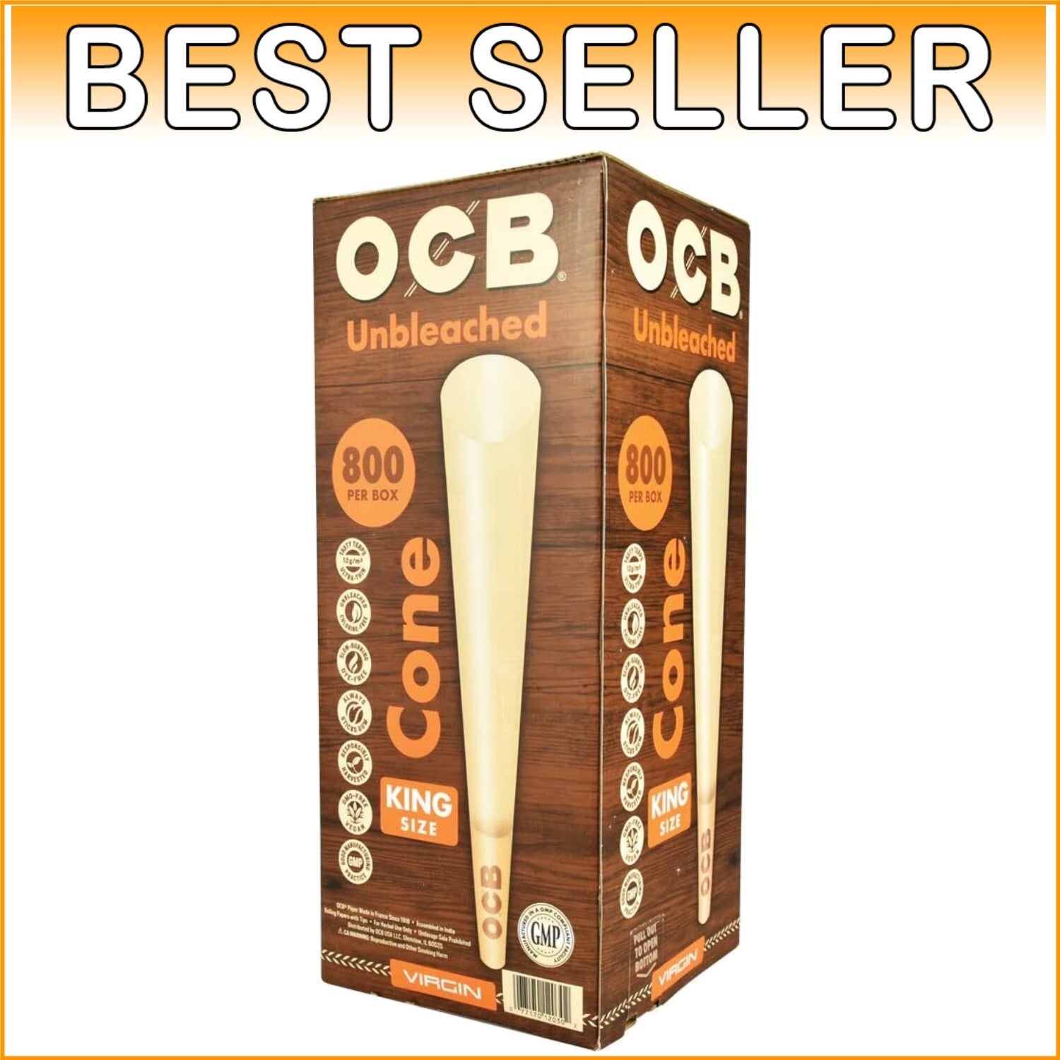 Bulk Virgin Unbleached King Size Pre-Rolled Cones - 800 Ultra-Thin Papers