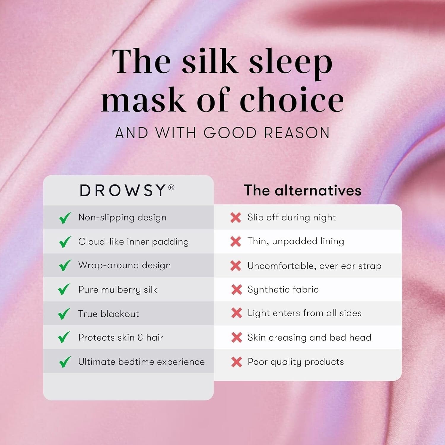 Award-Winning Padded Silk Sleep Mask in Damask Rose - Indulge in Luxurious Sleep