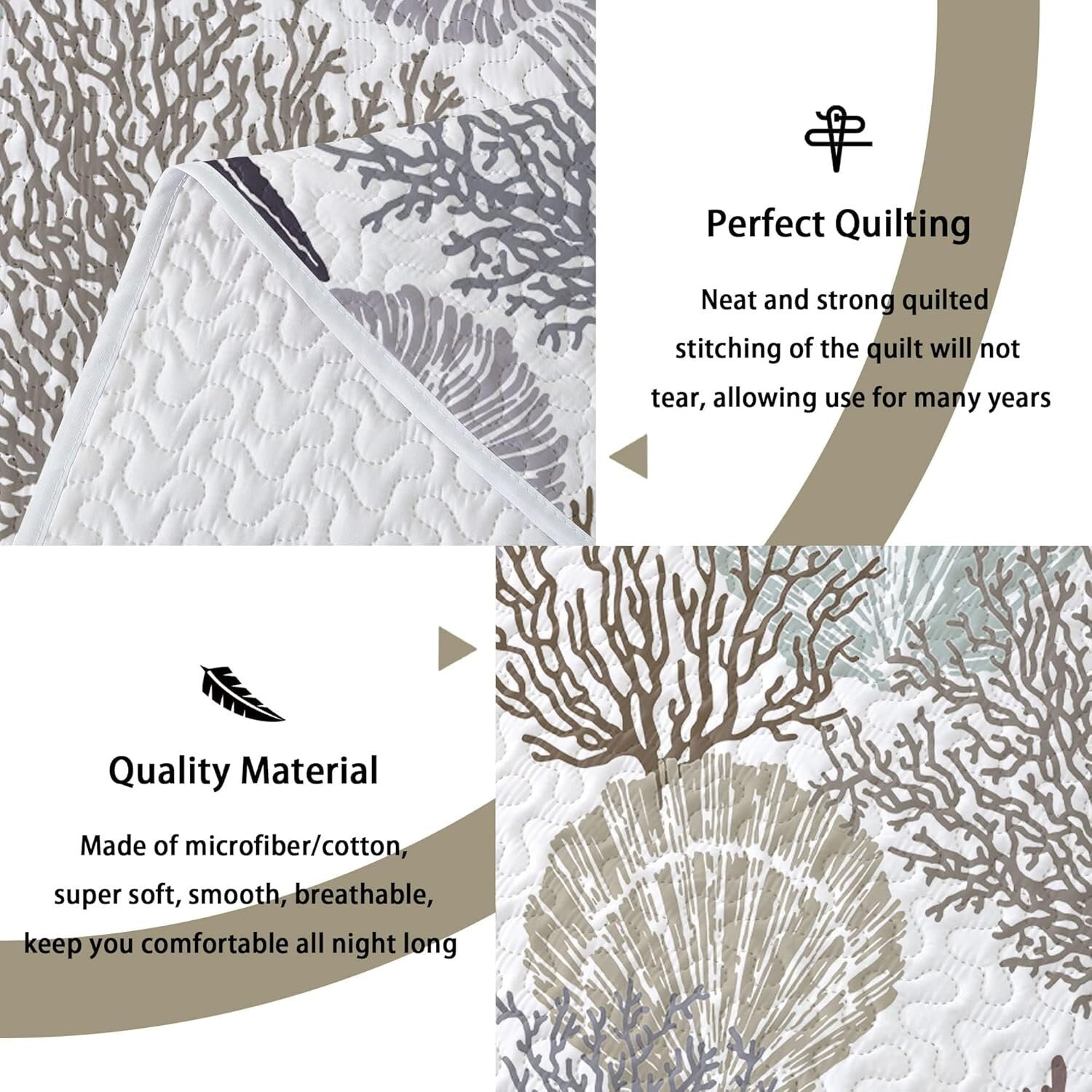 Elegant Coastal 3-Piece Microfiber Quilt Set - Perfect Beach-inspired Decor