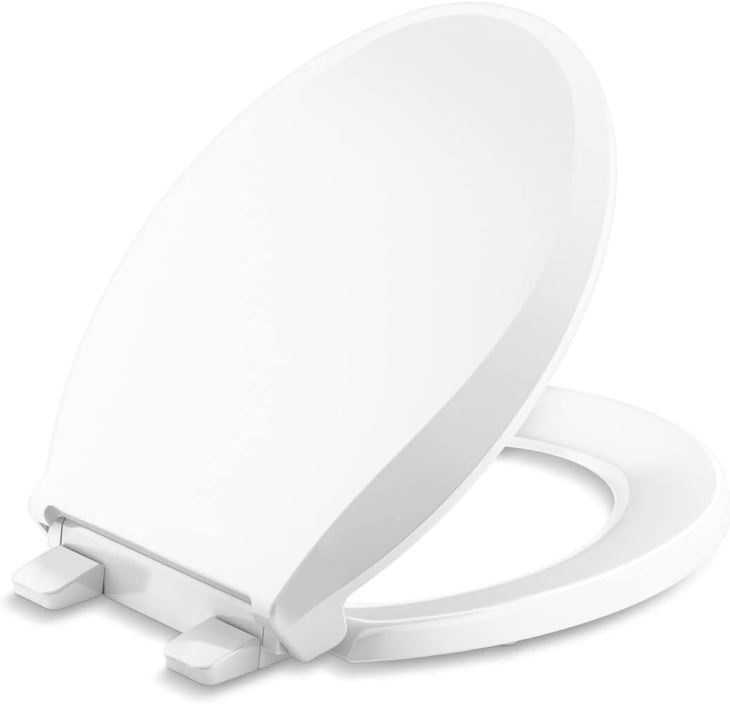 Durable Polypropylene Toilet Seat with Quick-Release Hinges - White Round Design