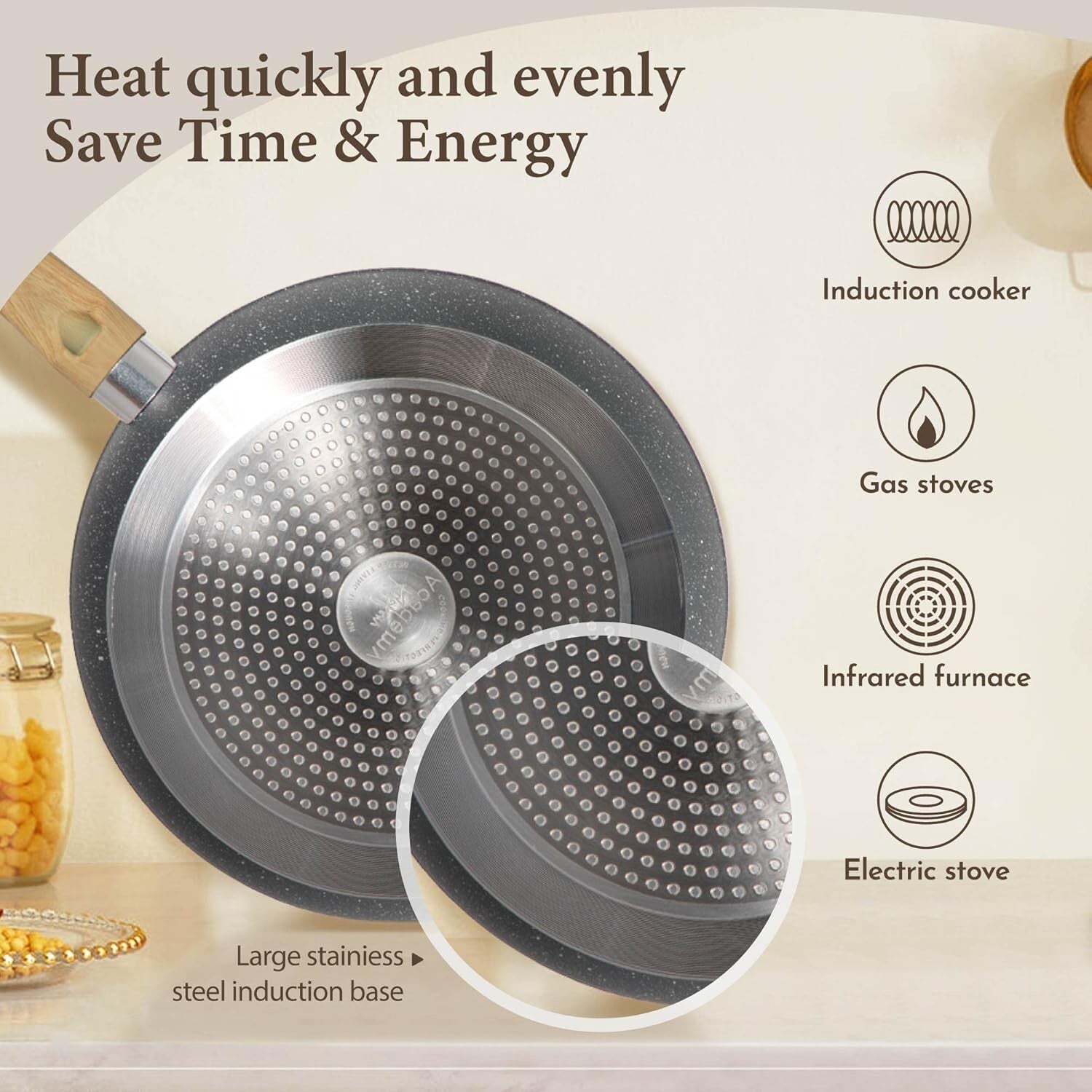 Durable 12-Piece Cookware Set with Granite Coating - Induction & Gas Compatible