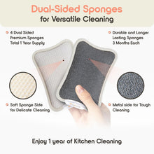 Load image into Gallery viewer, 3-in-1 Magnetic Sponge Holder &amp; Dual-Sided Dish Sponges - Kitchen Cleaner Set