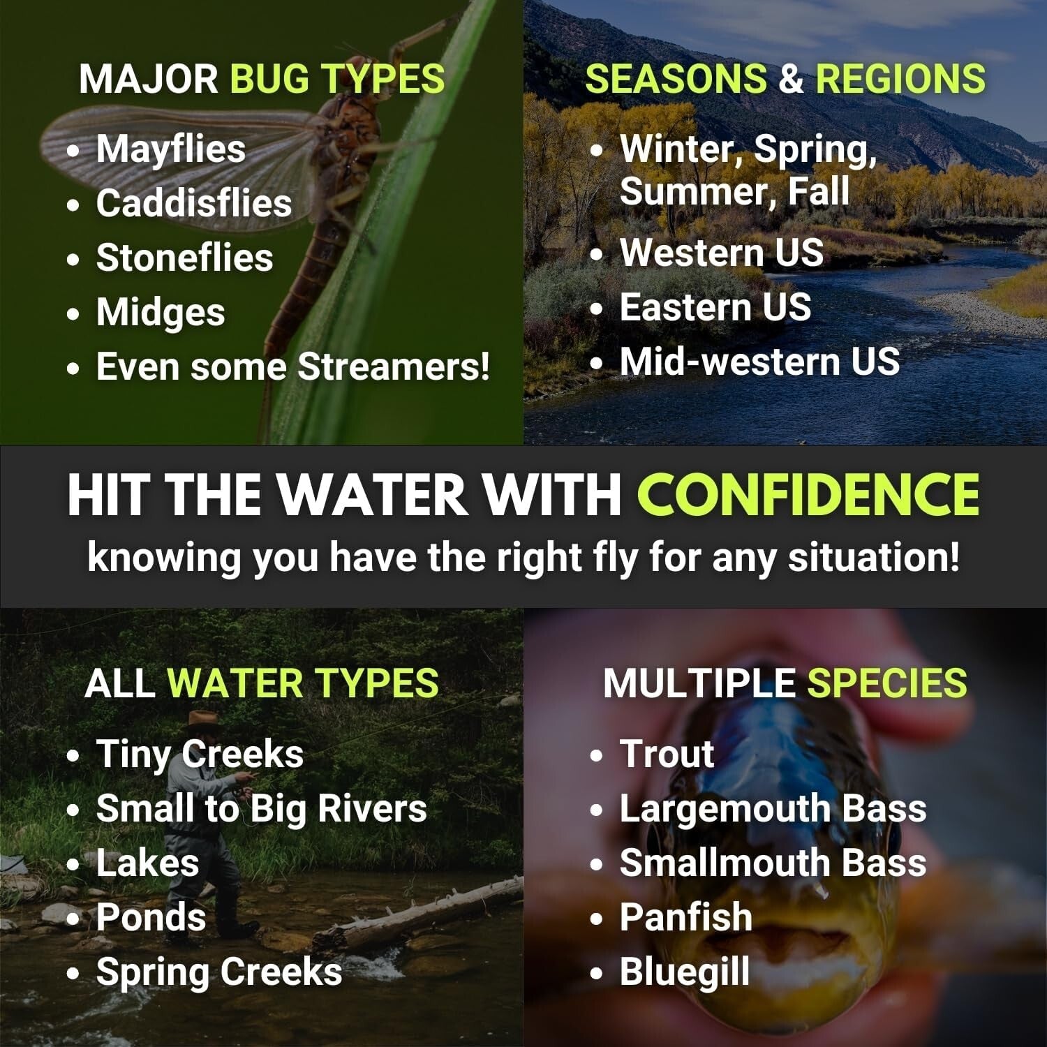 122 Premium Hand Tied Fly Fishing Set with 2 Boxes - Trout & Bass Assortment