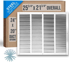 Load image into Gallery viewer, Durable Steel Return Air Grille for 24x20 Duct - White HVAC Vent Cover
