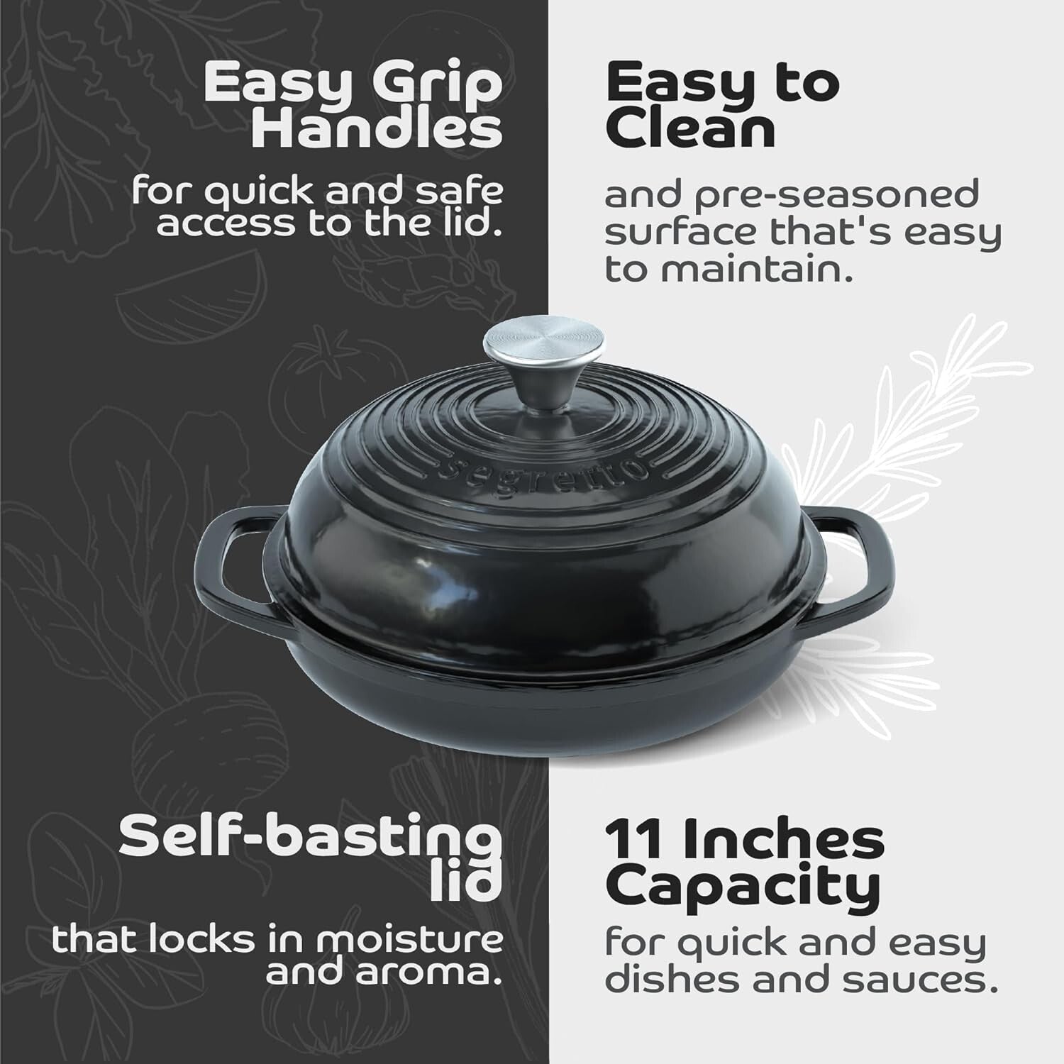 Nero Black Cast Iron Dutch Oven Bread Pan - Ideal for Home Baking Adventures