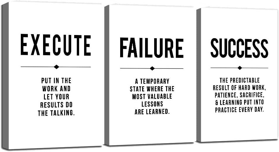 Durable Canvas Motivational Wall Art - Positive Quote Posters, Set of 3, 16x24"