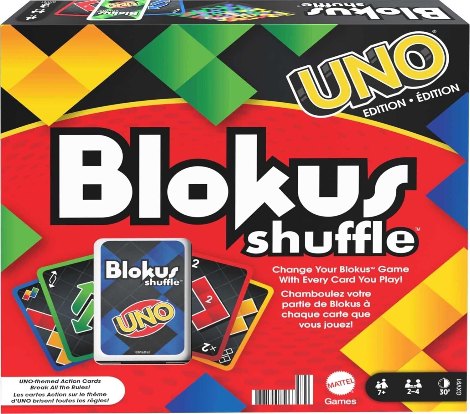 Exciting Blokus Shuffle: UNO Edition with Colorful Pieces & Black Gameboard