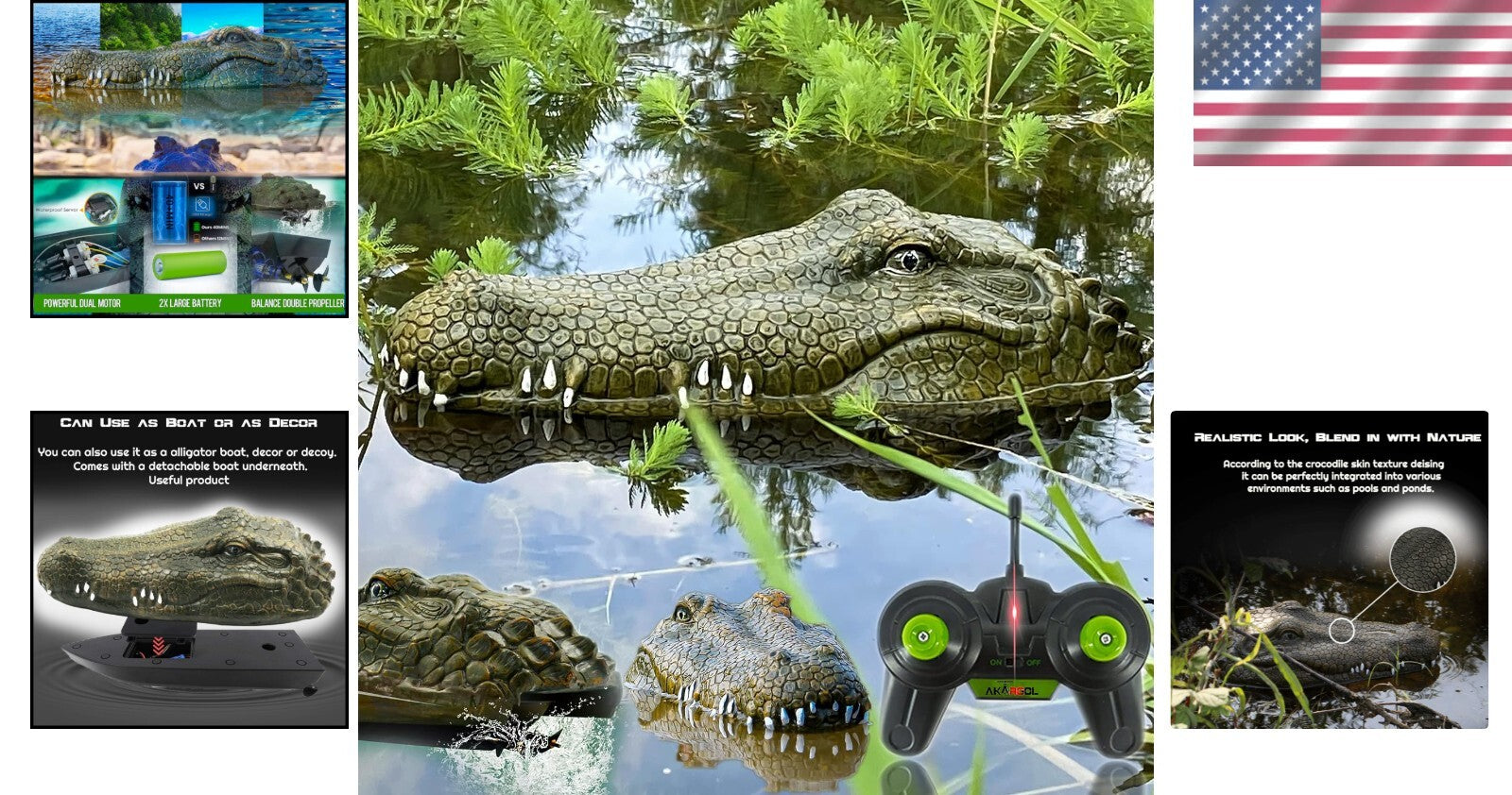 Rechargeable 2.4GHz Remote-Controlled Alligator Head – Ideal Pool Prank