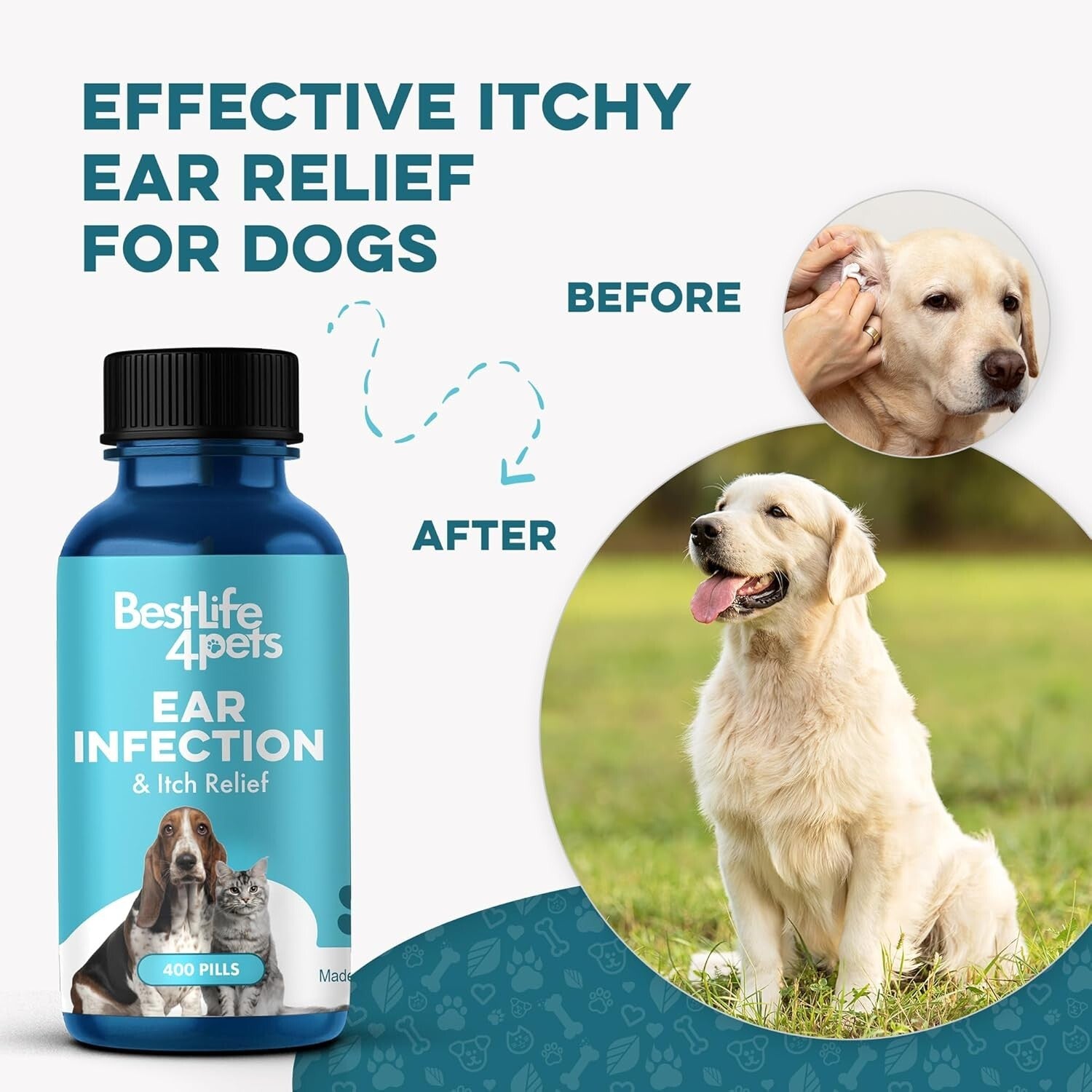 Comprehensive Ear Infection Cure for Pets - 100% Natural Ingredients, 400 Pills