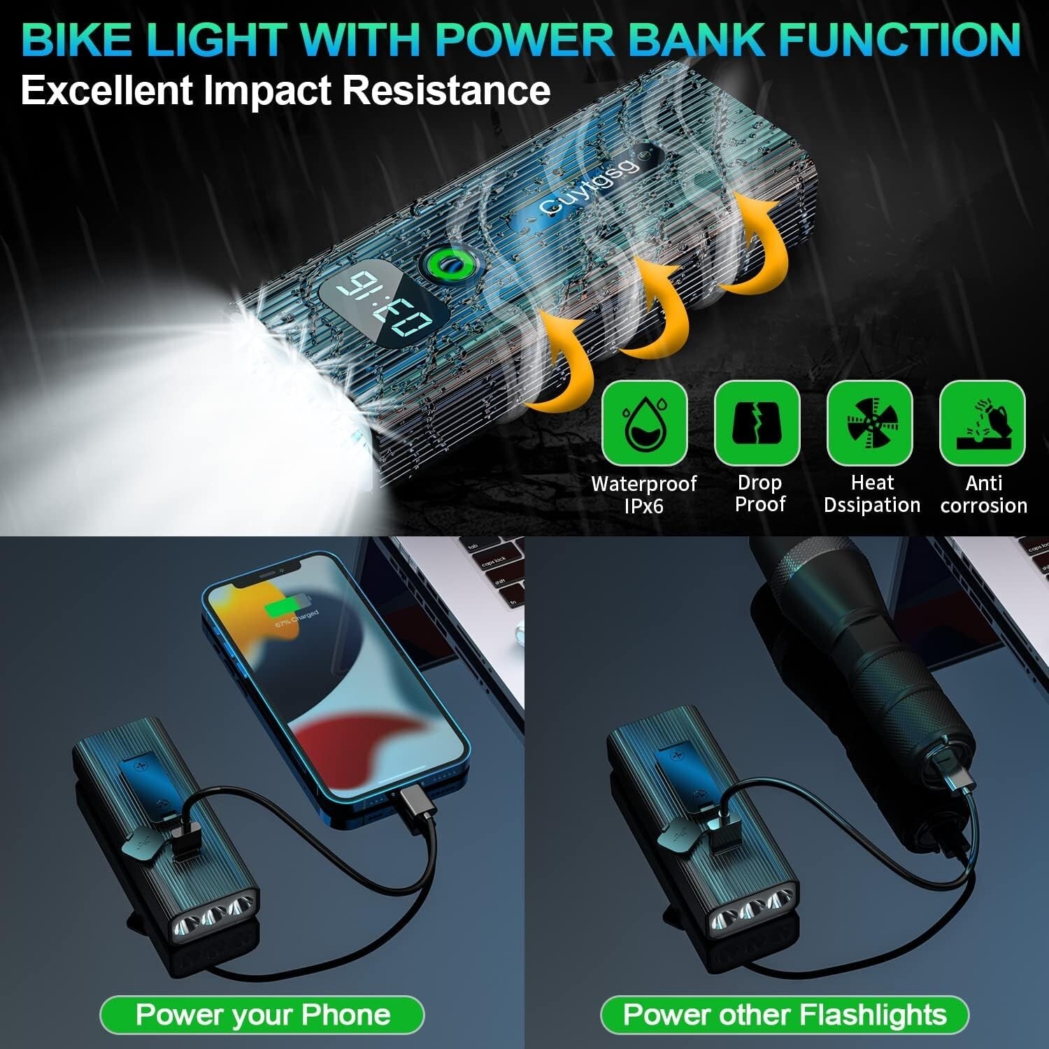 10-Mode USB Rechargeable Bike Lights: Headlight & Taillight for Night Cyclists