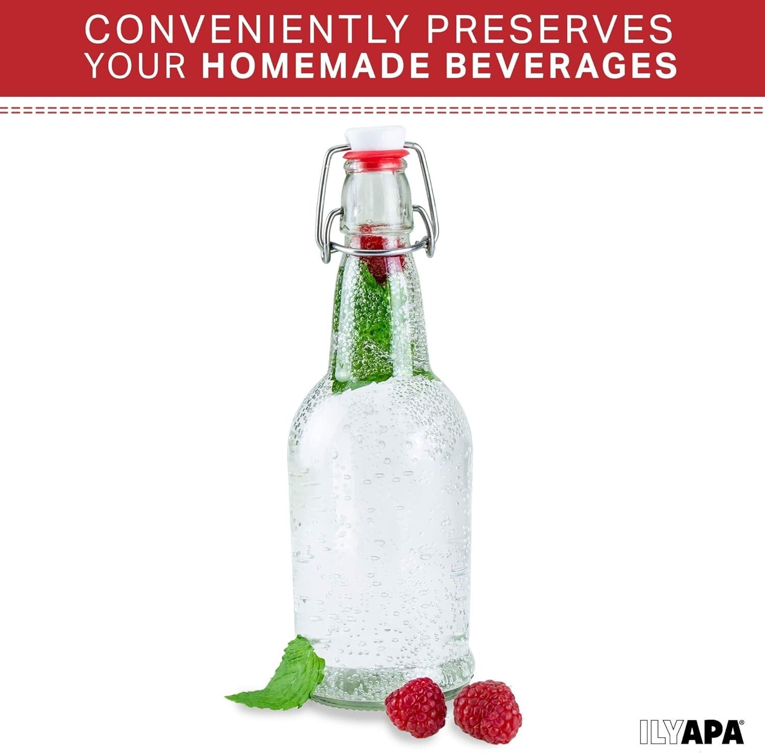 Heavy-Duty 16 oz Clear Swing Top Glass Bottles - Ideal for DIY Brewing Projects