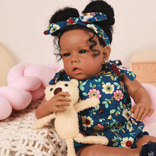 Load image into Gallery viewer, 20-Inch Realistic African American Reborn Baby Doll with Curly Hair - Gift Ready