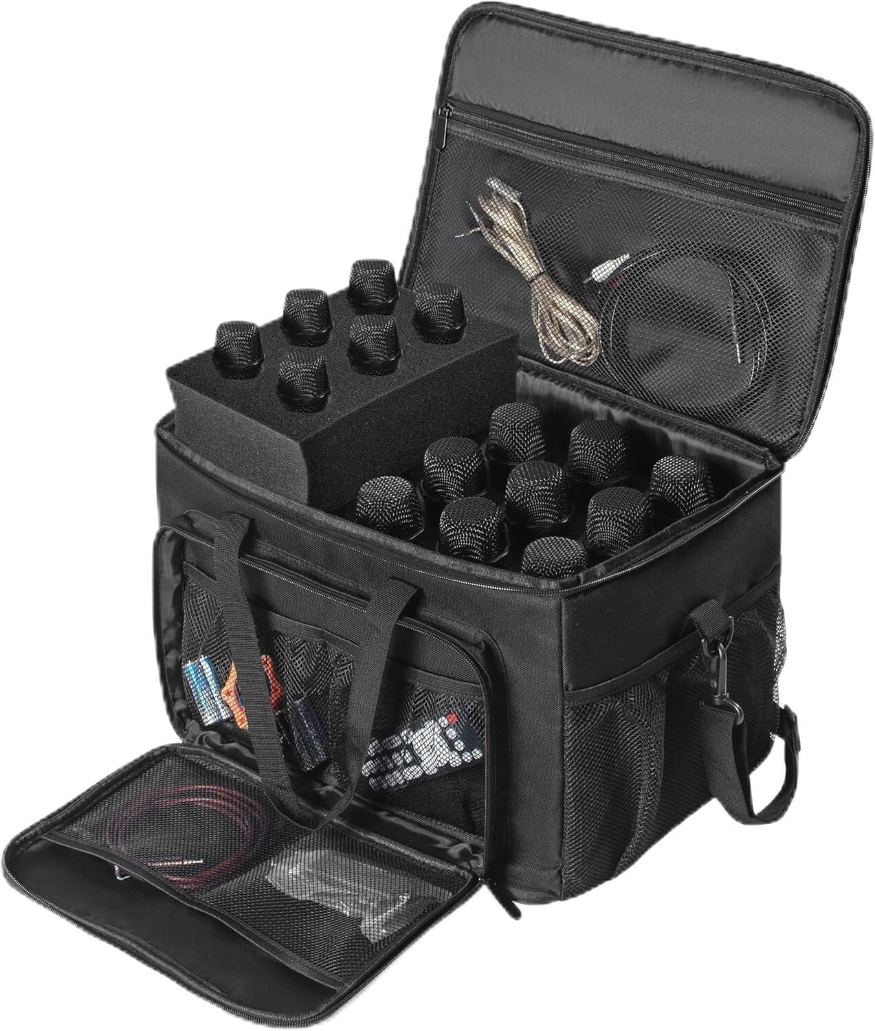 Durable 15-Slot Microphone Case for Wireless Mics – Oxford and Foam Design