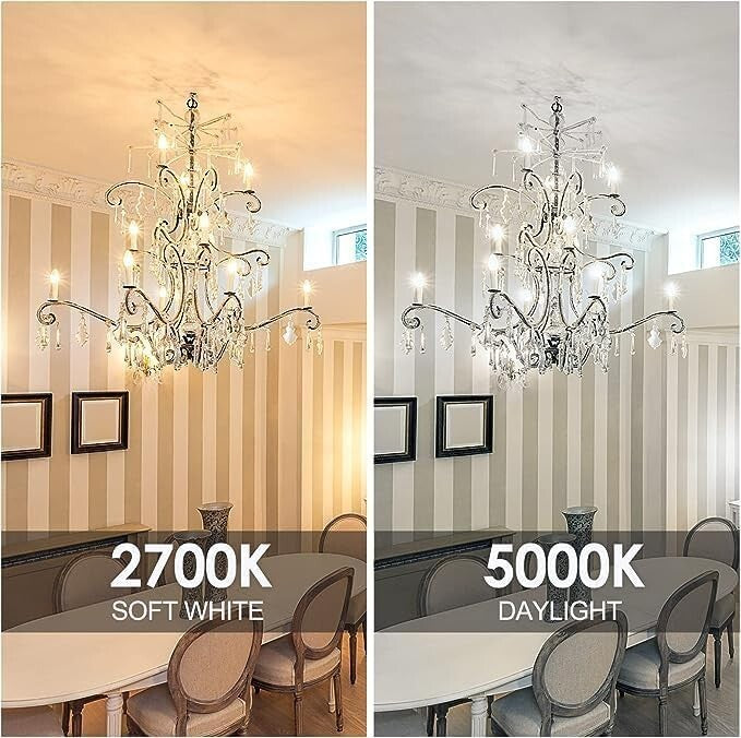 Energetic 24-Pack Dimmable LED Candelabra Bulbs B10, Daylight 5000K E12 Base