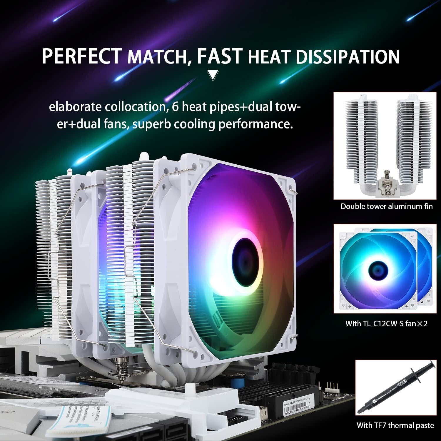 Dual Fan Peerless Assassin CPU Cooler with Stunning ARGB - AMD/Intel Compatible