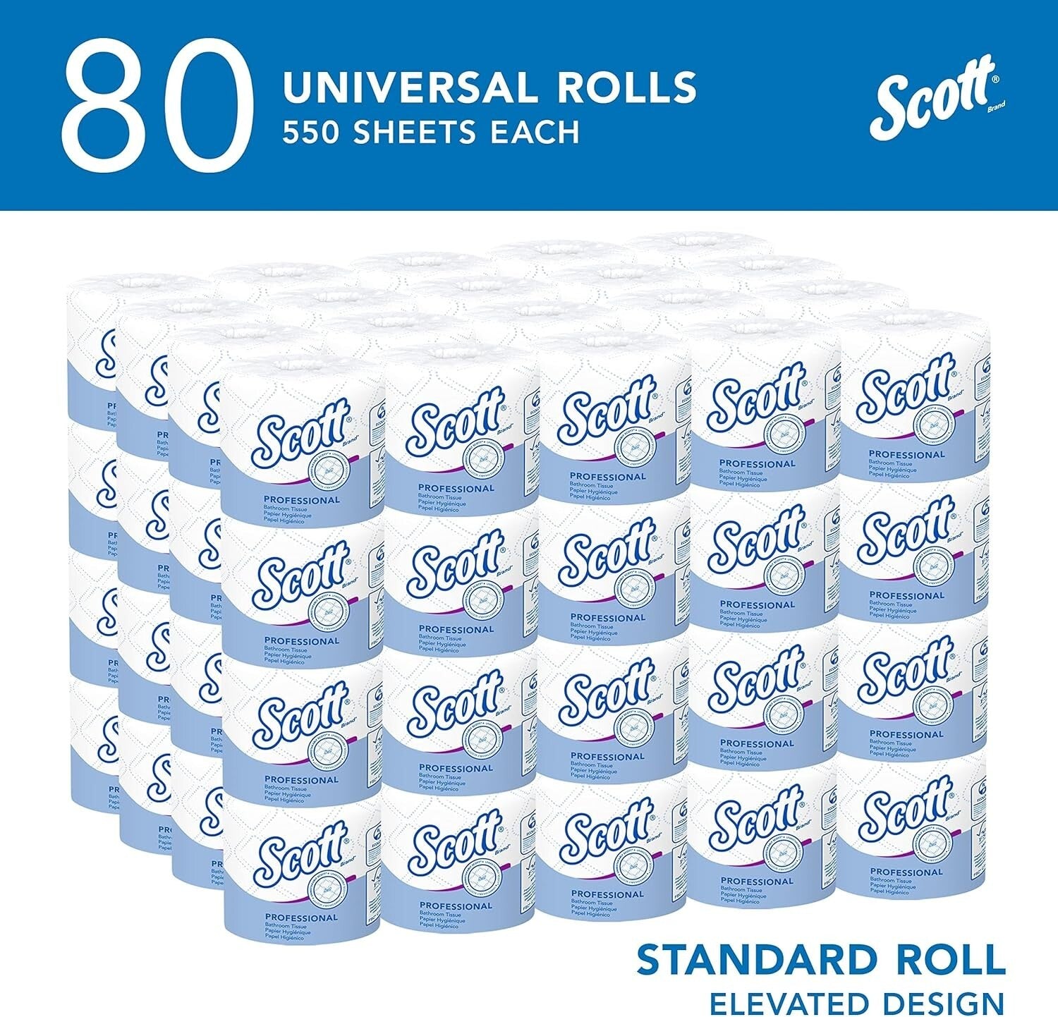Eco-Conscious 2-Ply Toilet Tissue - 80 Rolls, Perfect for High-Traffic Restrooms
