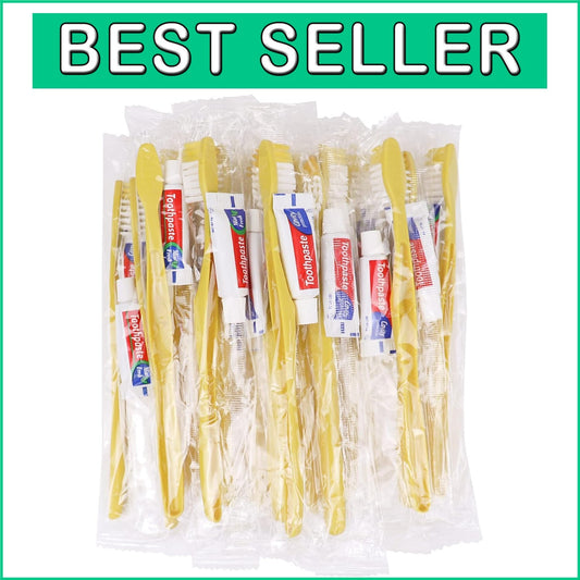 200 Pack Disposable Travel Toothbrushes with Mini Toothpaste - Individually W...
