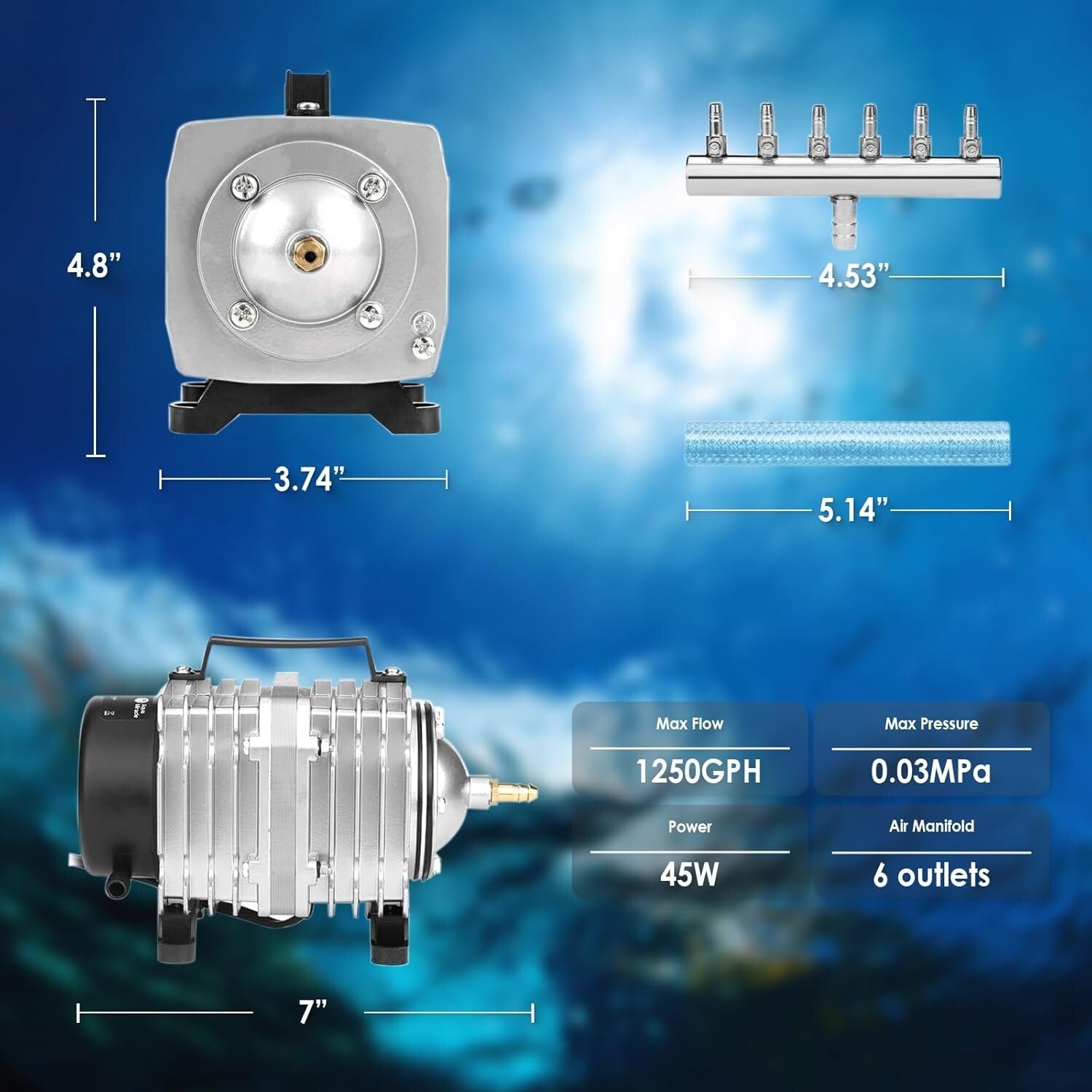 Versatile Aquarium Air Pump: Perfect for Ponds, Hydroponics & Fish Farms