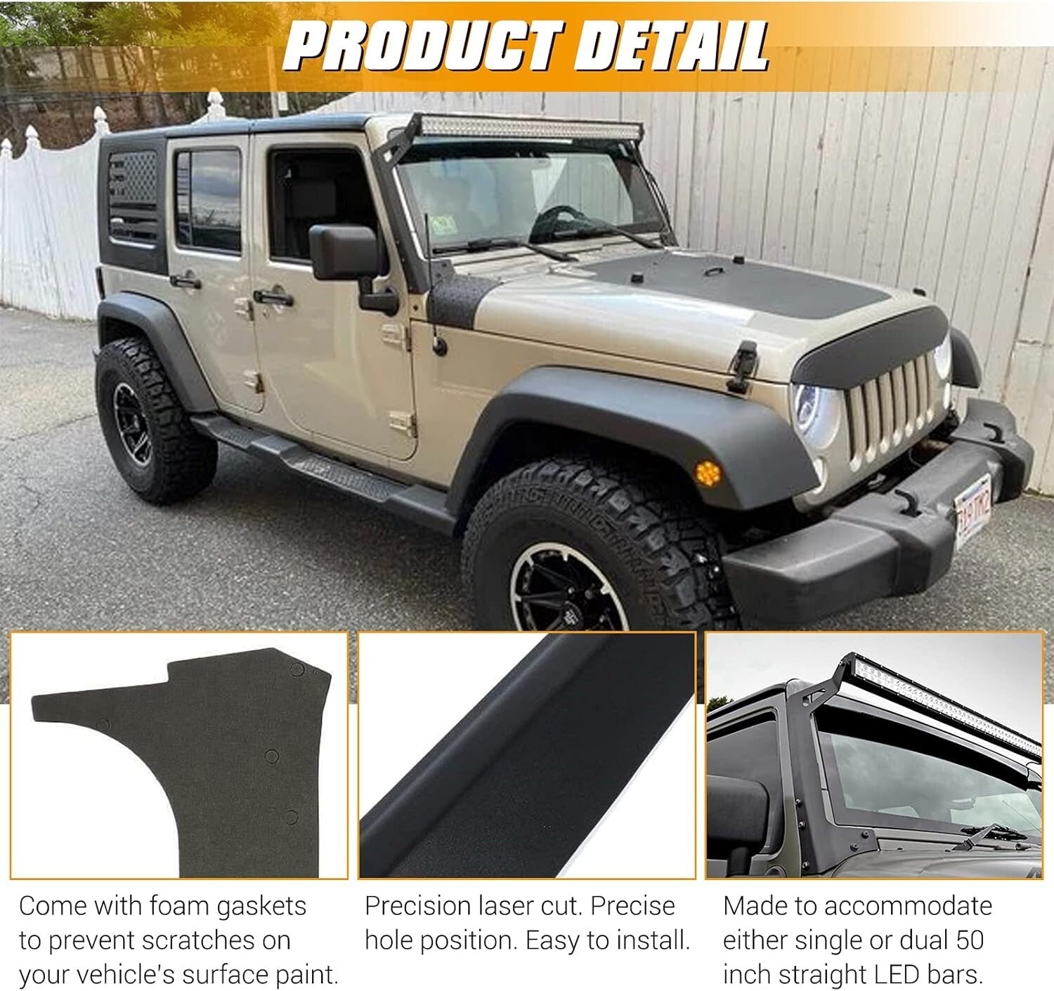 Heavy-Duty Jeep Wrangler TJ/LJ Light Bar Brackets for Secure Lighting Solutions